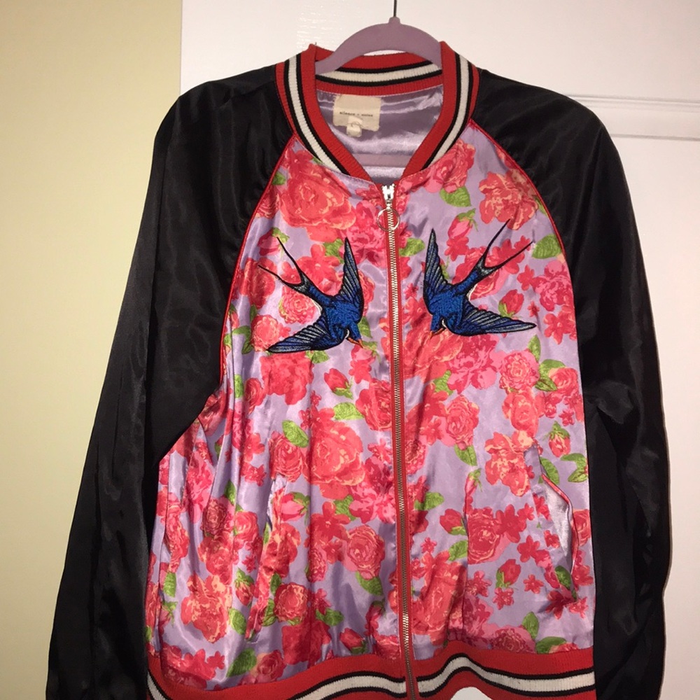 Varsity jacket with Flora and Fauna motifs